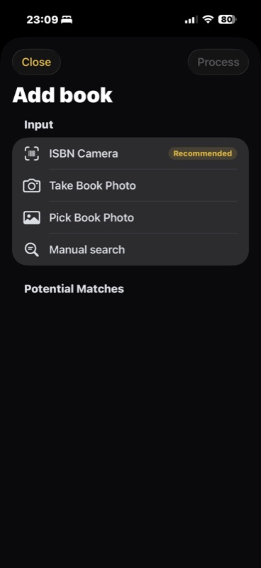 Adding a book by scanning its barcode